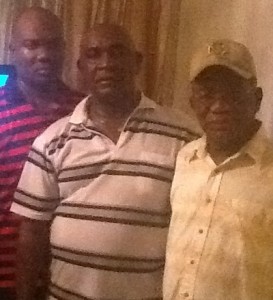 From Left Principal Garfield Rowe, Colonel Ferron Williams and Mr. Rowe (Uncle to young Mr. Rowe)