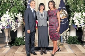 Prime Minister Portia Simpson Miller with US President Borack Obama and first lady Michelle Obama