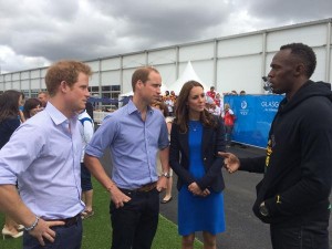 Usain Bolt, Prince Harry and Duke and Dutchess of Cambridge 