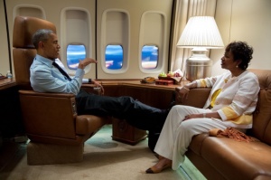 President Obama & Congress woman Yvette Clark on Air Force One 