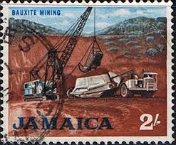 Official Stamp of bauxite mining in Jamaica.