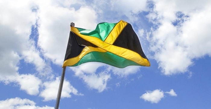 jamaica flag blown by the wind