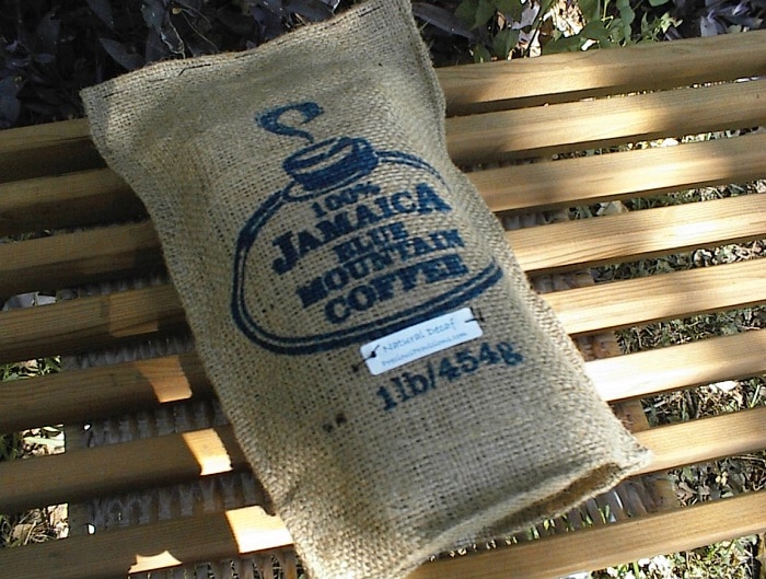 bag of jamaican blue mountain coffee beans