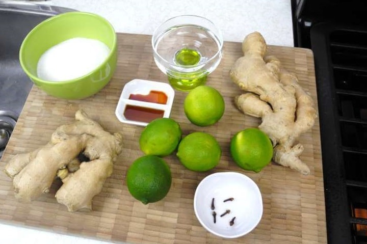 ginger, lime, sugar, water, and spice