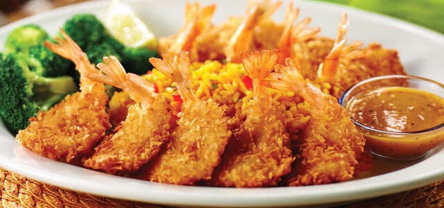 platter of fried coconut shrimp from Bahama Breeze 