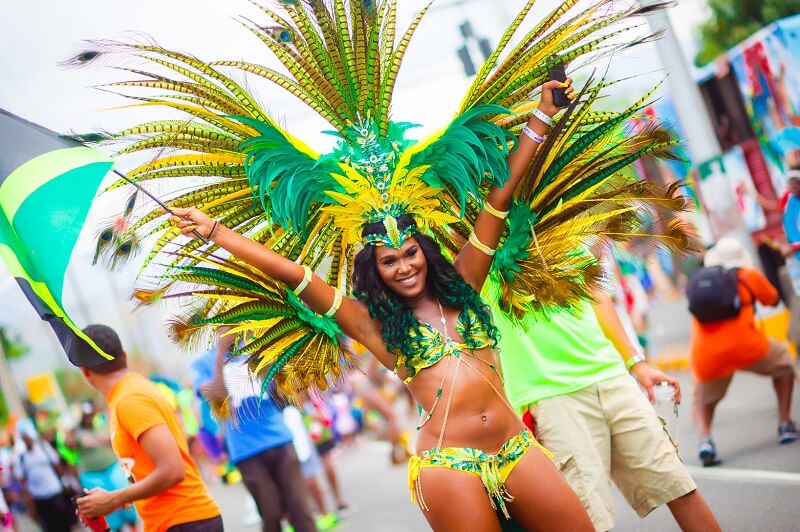 Woman costumed for Carnival.