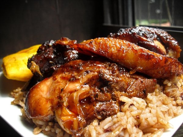 Jerk Chicken and Rice at Winston & Tee Express