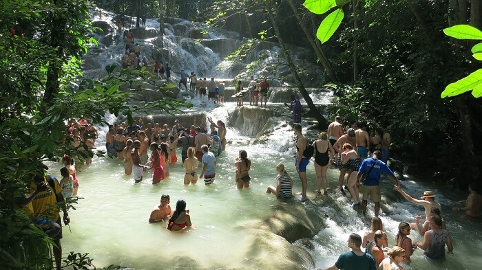 people bathing at Dunn's River Falls