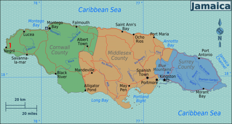 Map for the Blue Hole Jamaica